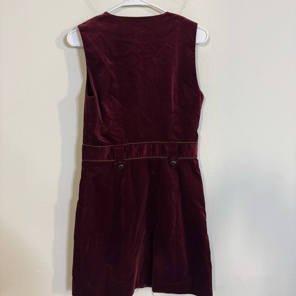 Veronica beard Orial Burgundy corduroy Sleeveless zip front mini Dress - Picture 7 of 9